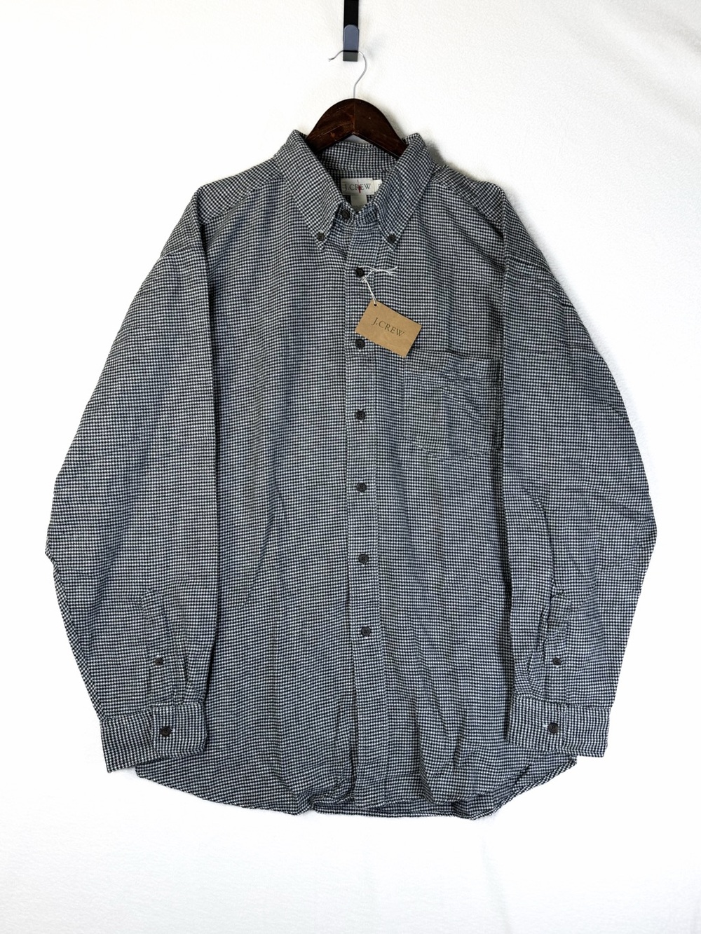 Vintage J Crew Flannel Shirt Men XL Houndstooth Oarsman Cotton Button Down Y2K
